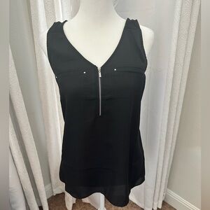 Fortune Ivy black tank with gold zipper.